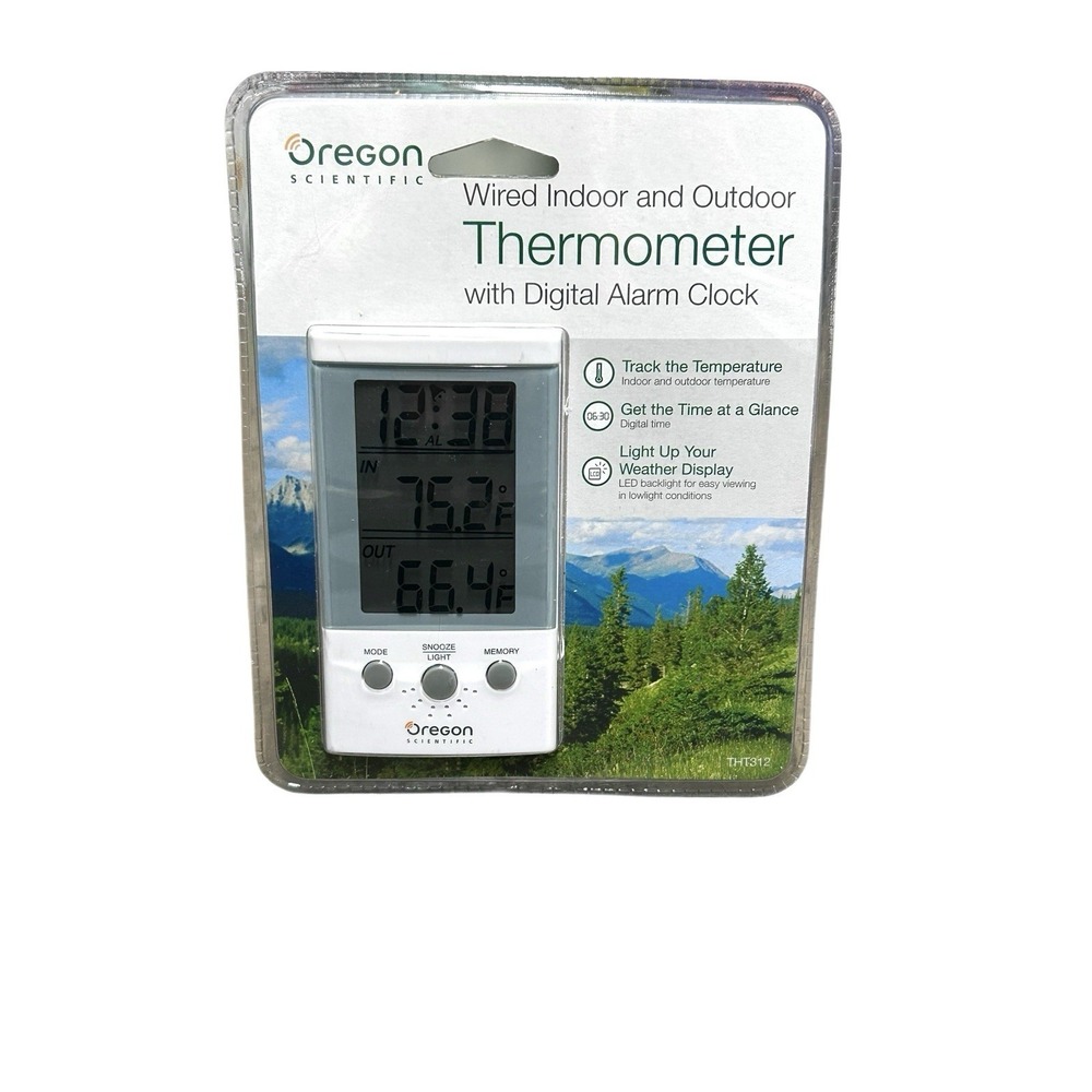 Oregon Scientific‎ THT312 Wired Indoor Outdoor Thermometer Digital Alarm Clock